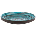 image of APS Germany APS 85202 - 7" Round Melamine Plate, Blue Spiral, High Rim, Dishwasher Safe - 1/Case