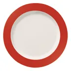 image of Libbey BMEL-1107R - 9" Round Melamine Plate, Red Band, Medium Rim, Microban®, 8-9" Dia, 1" H, 24/Case
