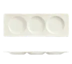 image of Libbey BW-3333 Compartment Tray, 13" x 4-5/8" Porcelain White, 3 1‑oz 3" Wells - 12/Case