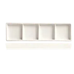 image of Libbey BW-4444 China 4-Compartment Tray, 10.625" x 3.25", Porcelain, Ultra Bright White - 4/Case