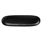 image of Libbey DRI-11-O - Oblong Tray, 13" x 4", Vitrified Porcelain, Satin Matte Onyx Finish - 12/Case