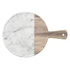image of Libbey MWM-12-RH Serving Board, 12" Dia x ½" H, Melamine Wood/Marble Finish, Hole Handle - Case
