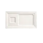 image of Libbey SL-29 Compartment Tray, 14" x 7-3/4" Rectangular Porcelain, Ultra White, Two Wells - 12/Case