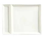 image of Libbey SL-900 - Slate Rectangular China Plate 9" x 7", Ultra White Porcelain, 2-Compartment - 24/Case