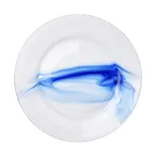 image of Libbey W844 Moderno Glass Plate, 10.6" Diameter Round, Watercolor Blue, Dishwasher Safe - 12/Case