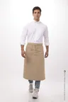 image of Chef Works 122A-KHA-0 Bistro Waist Apron, 32" L x 27½" W, Khaki, 65/35 Poly/Cotton, 2 Patch Pockets