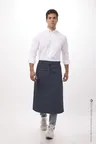 image of Chef Works 122A-NAV-0 Bistro Waist Apron, 32" L x 27½" W, 2 Patch Pockets, Navy, 65/35 Poly/Cotton