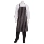 image of Chef Works A100-BCS-0 Bib Apron, 39"L x 37"W, Black with Chalk Stripes, 65/35 Poly/Cotton