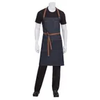 image of Chef Works AB035-IBL-0 Bib Apron, 34"L x 30"W, Indigo Blue, 100% Cotton Denim, Neck Strap, 4 Pockets