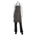 image of Chef Works ABAQ054-PEW-0 Dorset Bib Apron, 34"L x 30"W, Adjustable Neck, Pewter, 100% Cotton