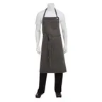 image of Chef Works ABCAQ004-PEW-0 Bib Apron, 40"L x 39"W, Adjustable Neck, Pewter, 100% Cotton, Washed