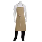 image of Chef Works ABCCD006-NAT-0 Bib Apron, 40"L x 39"W, 100% Cotton Denim, Neck Strap, Khaki - 1/Each