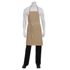image of Chef Works ABCD056-NAT-0 Austin Bib Apron 34"L x 30"W 100% Cotton Denim Natural Neck Strap 5 Pockets
