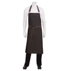 image of Chef Works ABCWT001-BNB-0 Bib Apron, 40"L x 39"W, Black-Brown, 100% Cotton Denim, Neck Strap, Pocket