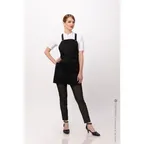 image of Chef Works ABN01W-BLK-0 Petite Bib Apron, 25"L x 38"W, Neck Strap, Black, 65/35 Poly/Cotton