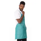 image of Chef Works ABN02-JAD-0 Medford Bib Apron, 30.5"L x 38"W, Adjustable Neck, Jade, Poly/Cotton