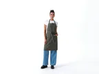 image of Chef Works ABN10-OLN-0 Bib Apron, Adjustable Neck Strap, 100% Cotton, Olive Natural, 35" x 21-24"