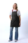 image of Chef Works ABS01WS-BLK-0 Berkeley Short Snap Bib Apron, 27.5"L x 28.7"W, Unisex, 100% Cotton, Black