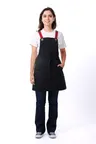 image of Chef Works ABS01WS-JBK-0 Berkeley Short Snap Bib Apron, 27.5"L x 28.7"W, Unisex, 100% Cotton, Jet Black