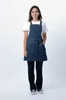 image of Chef Works ABS01WS-MDB-0 Snap Bib Apron, 27.5"L x 28.7"W, 3 Pockets, 100% Cotton, Medium Blue