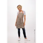 image of Chef Works ABS02-TAU-0 Seattle Bib Apron, 31"L x 38"W, Adjustable Strap, Pockets, Taupe, Poly/Cotton