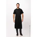 image of Chef Works ACN01-BLK-0 Bib Apron, 40"L x 43"W, Elastic Neck Strap, Pocket, Black 65/35 Poly/Cotton
