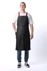 image of Chef Works ACS01S-BLK-0 Bib Apron, 40.4"L x 39"W, Unisex, 100% Cotton, Black, 2 Pockets