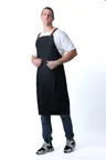 image of Chef Works ACS01S-IBL-0 Bib Apron, 40.4"L x 39"W, Unisex, Indigo Blue, 100% Cotton, 2 Pockets