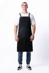 image of Chef Works ACS01S-JBK-0 Bib Apron, 40.4"L x 39"W, Unisex, 100% Cotton, Jet Black, 2 Pockets