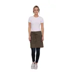 image of Chef Works AHN01-BTP-0 Waist Apron, 12"L x 23"W Half, 4 Pockets, 75/25 Cotton/Poly Denim, Blue/Taupe