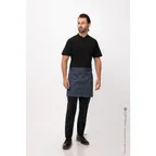 image of Chef Works AHN05-BLU-0 Largo Half Bistro Apron, 16"L x 38"W, Blue, Poly/Cotton, Hip Patch Pockets