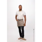 image of Chef Works AHN07-TAU-0 Seattle Half Bistro Waist Apron, 16"L x 38"W, 4 Pockets, Taupe, 65/35 Poly/Cotton