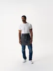image of Chef Works AHN10-BLN-0 - 36" Waist Apron, 22" Wide, 100% Cotton, Black, Metal D-Ring - 1/Case