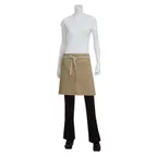 image of Chef Works ALWCD026-NAT-0 Waist Apron, 19"L x 28"W, Natural 100% Cotton Denim Khaki Double Pockets