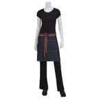 image of Chef Works AW048-IBL-0 Indigo Blue 19"L x 28.5"W Waist Apron, 100% Cotton Denim, Double Pockets - 1/Case