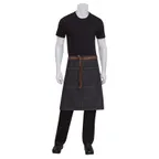 image of Chef Works AW049-BLK-0 Memphis Bistro Waist Apron, 24"L x 32"W, Black, 100% Cotton Denim