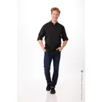 image of Chef Works BCLZ008-BLK-5XL Men'S Hartford Chef Coat, Black, 5XL, Poly/Cotton, Long Sleeve