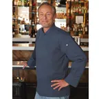 image of Chef Works BCLZ008-BLU-4XL Hartford Chef Coat, 4XL Blue, 65/35 PolyCotton Twill, Cool Vent™
