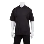 image of Chef Works BCSZ009-BLK-2XL Chef Coat, Short Sleeve, Black 2XL, Poly/Cotton Twill, Cool Vent™, Zipper