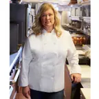 image of Chef Works BCW004-WHT-XS Chef Coat, Double‑Breasted, Long Sleeve, White 65/35 Poly‑Cotton, XS