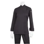 image of Chef Works BCWLZ005-BLK-XS Women's Chef Coat, XSmall Black PolyCotton, Roll‑Up Sleeves, Cool Vent™