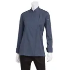 image of Chef Works BCWLZ005-BLU-XS Women’s Hartford Chef Coat XSmall Blue 65/35 PolyCotton Twill Dual Zipper