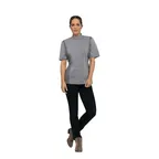 image of Chef Works BCWSZ006-GRY-M - Women's Short‑Sleeve Springfield Chef Coat, Gray 65/35 Twill, Cool Vent™