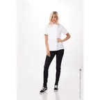image of Chef Works BCWSZ006-WHT-3XL Women's Short Sleeve Chef Coat, 3XL White Lite Twill, Pockets, Cool Vent