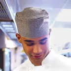 image of Chef Works BNSC-SCH-0 - Multicolored Beanie, One Size, 65/35 Poly/Cotton, Small Black/White Check