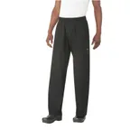 image of Chef Works BSOL-BLK-L - Baggy Chef Pants, Large Black Unisex 65/35 PolyCotton, Drawstring, Phone Pocket