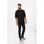image of Chef Works CBC01-BLK-XS Men’s Bowden Chef Coat, XSmall Black, 65/35 Poly/Cotton Lite Twill