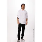 image of Chef Works CBC01-WHT-XS Men’s Bowden Chef Coat, XSmall White, 65/35 Twill, Sleeves, Side Slits