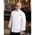 image of Chef Works CCHR-WHT-46 Chef Coat, Double‑Breasted White Cotton, Size 46, Long Sleeves