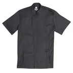 image of Chef Works CES02-BLK-3XL - Sleeve Chef Coat, 3XL Black, Poly‑Cotton Twill, Cool Vent™, Snap Closure